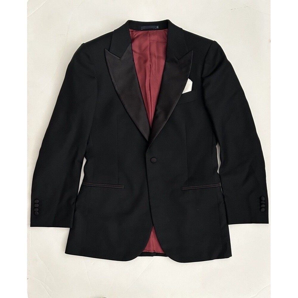 SUITSUPPLY La Spalla Blazer Men's Sz 46 Black Single Breasted Wool Peak Lapel